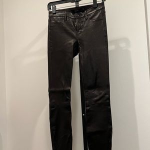 J Brand Leather Skinny Pants in Black, Sz 26
